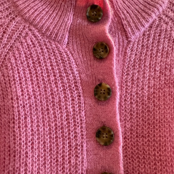 *MARINE LAYER DREAM YARN COLLARED PULLOVER SWEATER PINK PUNCH size S oversized - Picture 2 of 8